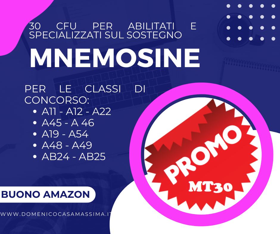 Corsi Mnemosine: Buono  sino ad € 150 - Mnemosine Online - del dott.  Domenico Casamassima