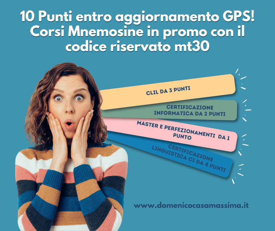 Corsi Mnemosine in promo con il codice riservato mt30